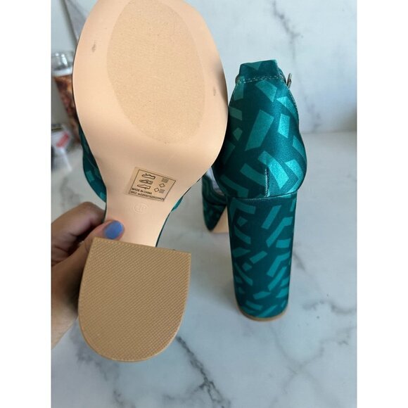 6/$25 SHEIN Teal Retro 80s Platform Heels Sz 10 NEW - Picture 5 of 5